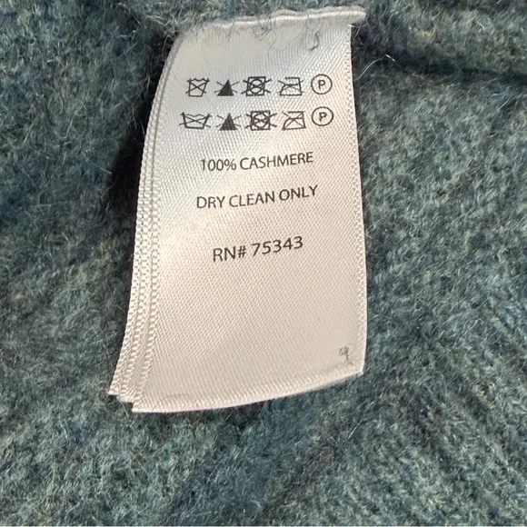 Rachel Zoe 100% Cashmere Mock Neck Sweater, Size XL, Teal, Pullover - Picture 5 of 8
